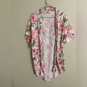 Show Me Your Mumu Pink Roses Floral Short Sleeve Open Cardigan One Size
